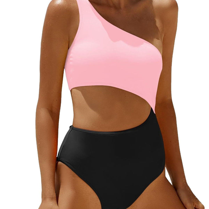 Femme Ein-Schulter Cut-Out Einteiler Badeanzug Drune
