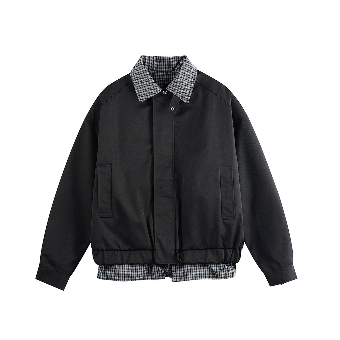 Herren Layered-Optik Blousonjacke mit Karokragen und verstellbarem Saum Drune