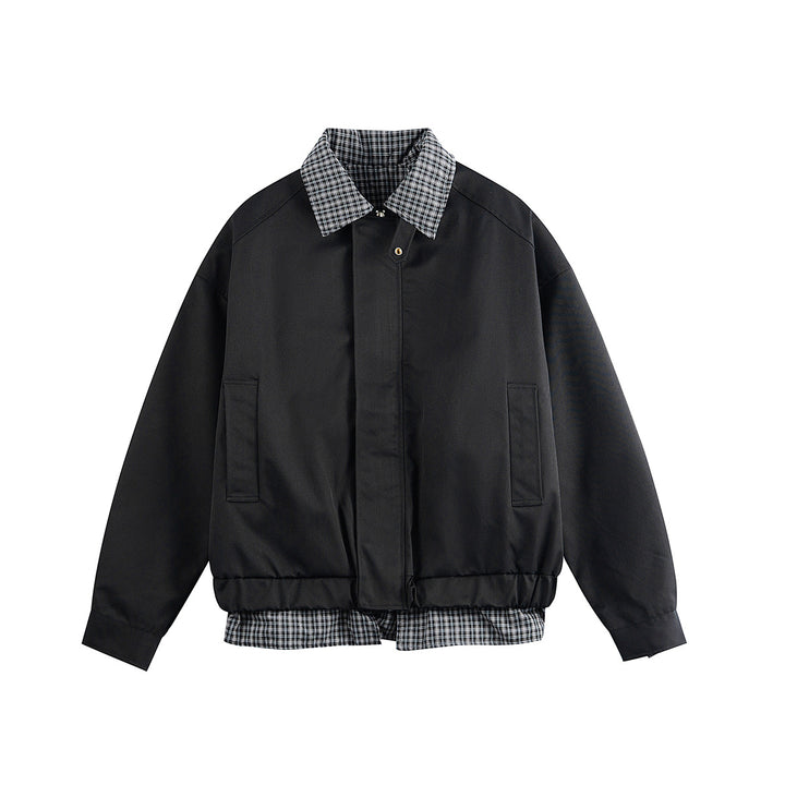 Herren Layered-Optik Blousonjacke mit Karokragen und verstellbarem Saum Drune