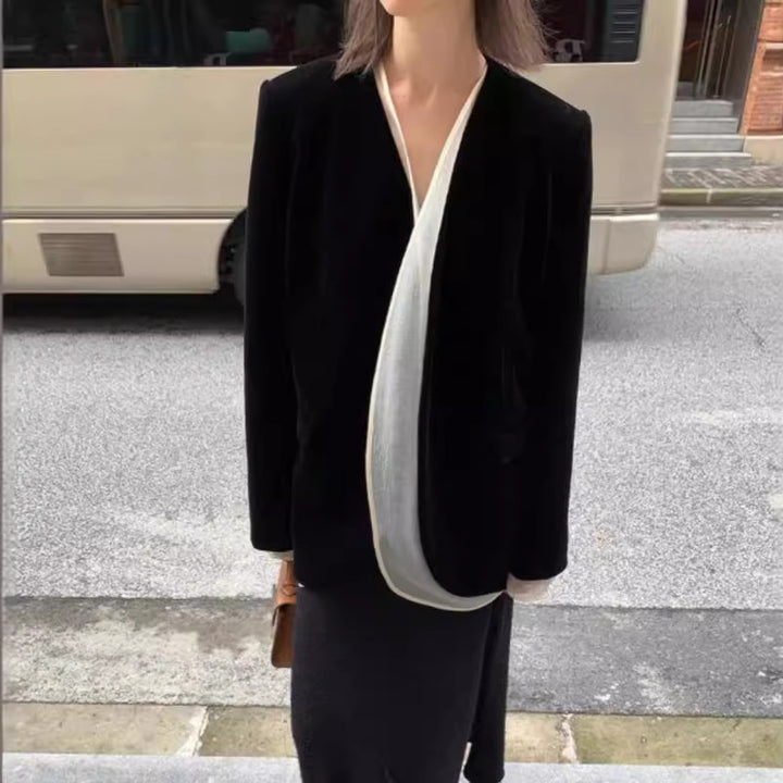 Damen eleganter Wickelmantel aus hochwertigem Material Drune