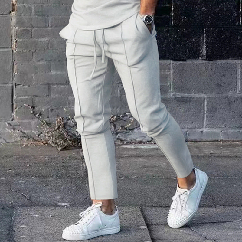 Herren nan Slim Tapered Jogginghose mit dekorativen Steppnähten, elastischem Tunnelzug und schmalem Knöchelabschluss Drune