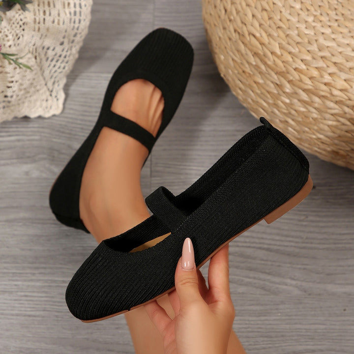 Damen Strick-Ballerina mit elastischem Riemen und flexibler Sohle Drune