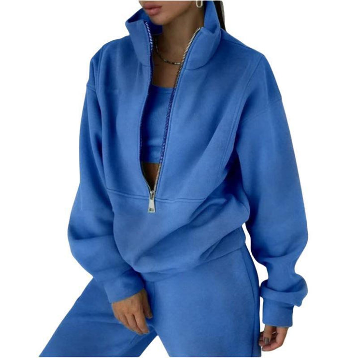 Damen Sweatshirt mit hohem Kragen und Reißverschluss Drune