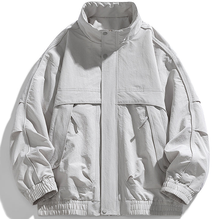 Herren urbaner Oversized Utility-Jacke mit versteckter Reißverschlussblende und elastischem Saum Drune