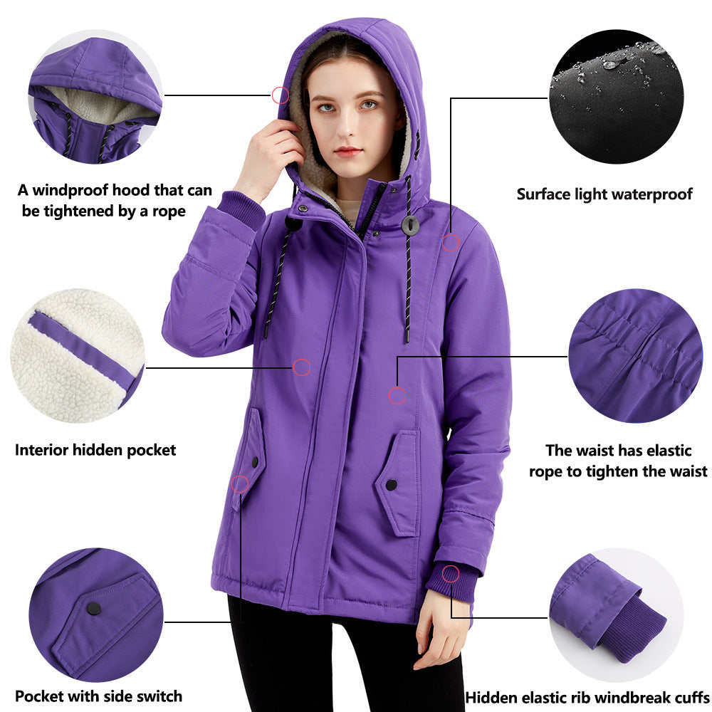 Damen nan gefütterte Winterparka mit Teddyfleece Innenfutter und Kapuze Drune