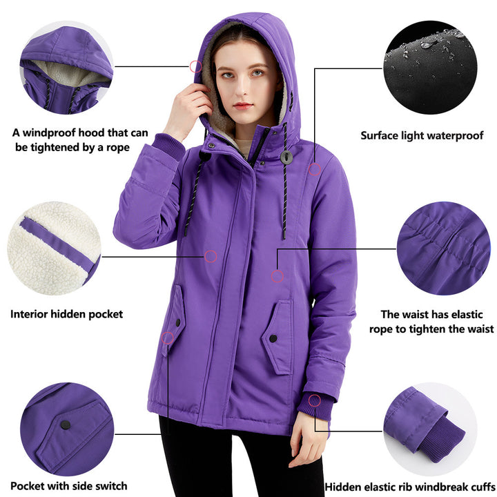 Damen nan gefütterte Winterparka mit Teddyfleece Innenfutter und Kapuze Drune
