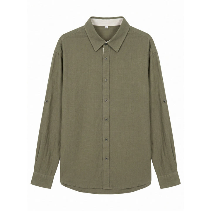 Herren Leichtes Oversize-Leinenhemd mit Kentkragen und abgerundetem Saum Drune