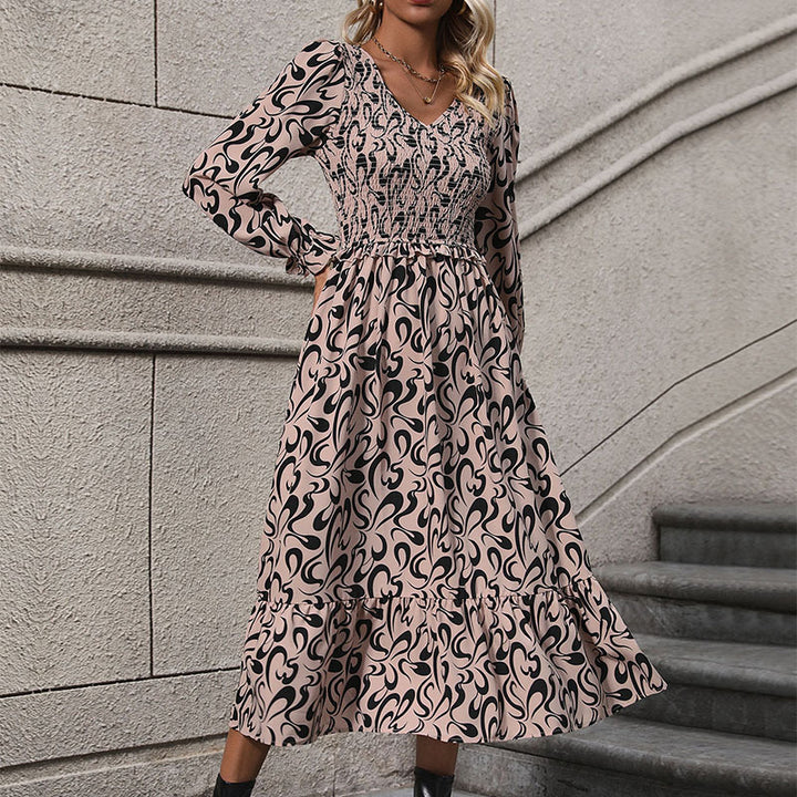 Damen Maxikleid mit elastischen Einsätzen Drune