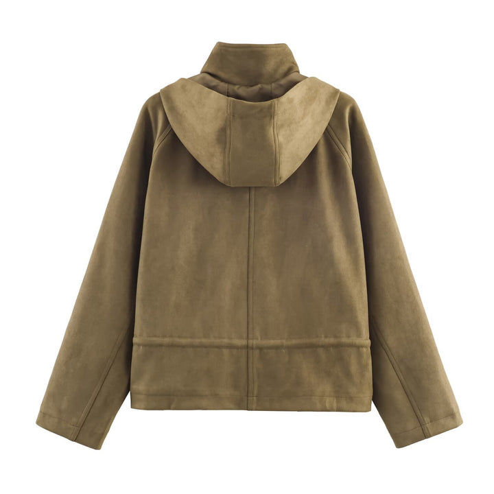 Damen modische Übergangsjacke mit Kapuze und praktischen Taschen Drune