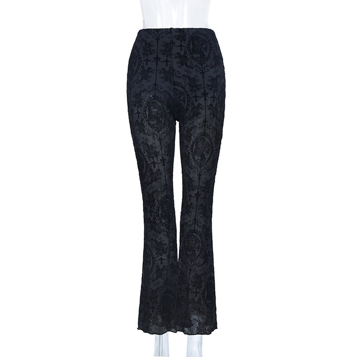 Damen Elegante Spitzenhose mit hohem Bund und geschmackvollem Muster Drune