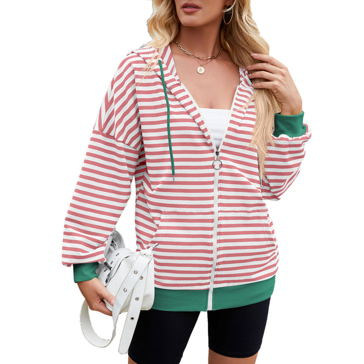 Damen lässiger Freizeit Hoodie mit modischen Streifen und praktischen Taschen Drune