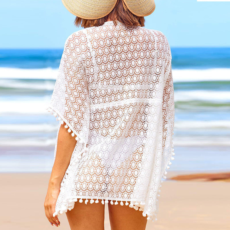 Damen Strand-Übergangsjacke mit Häkelarbeit Drune