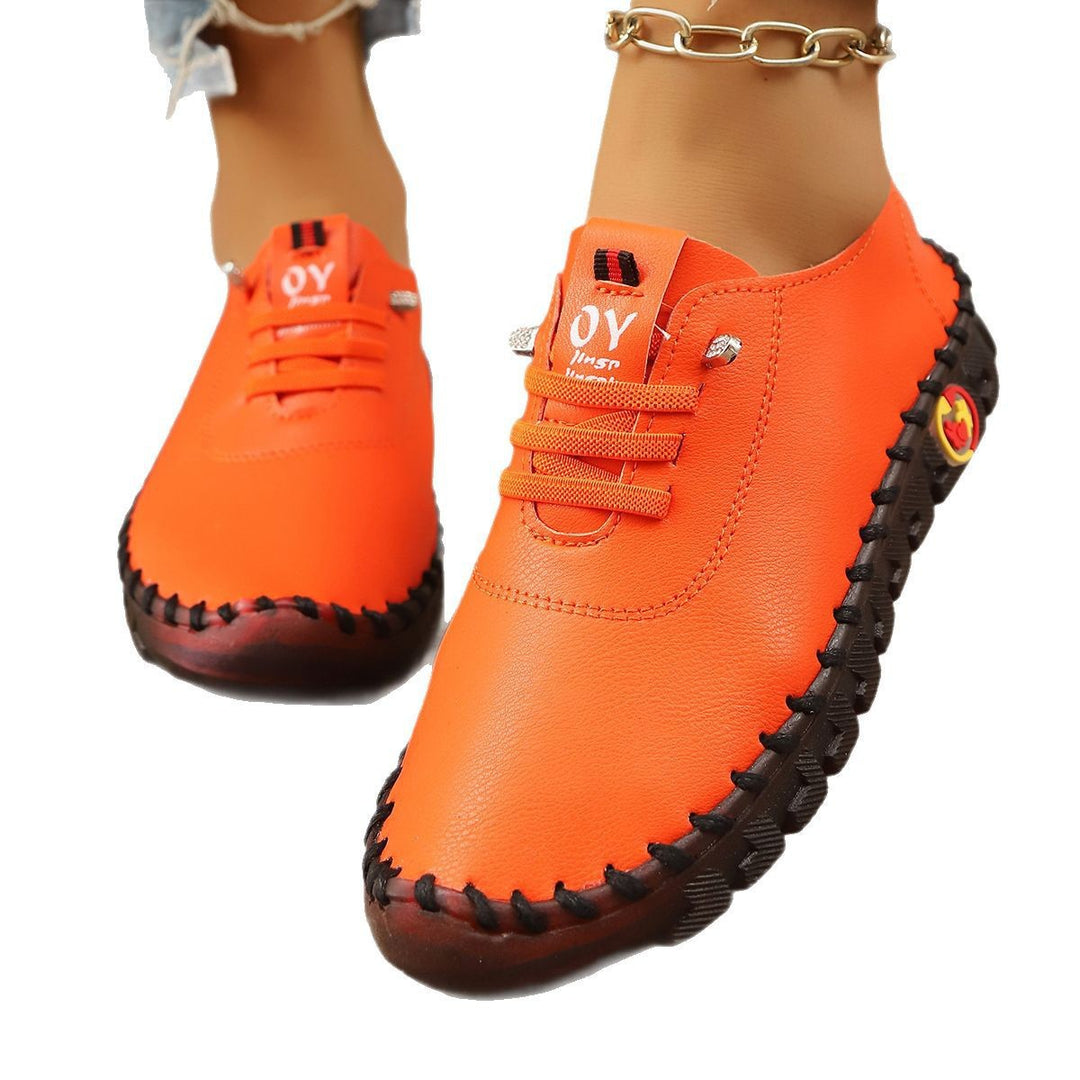 Damen Bequeme Lederoptik-Slipper mit flexibler Profilsohle und Mokassin-Naht Drune