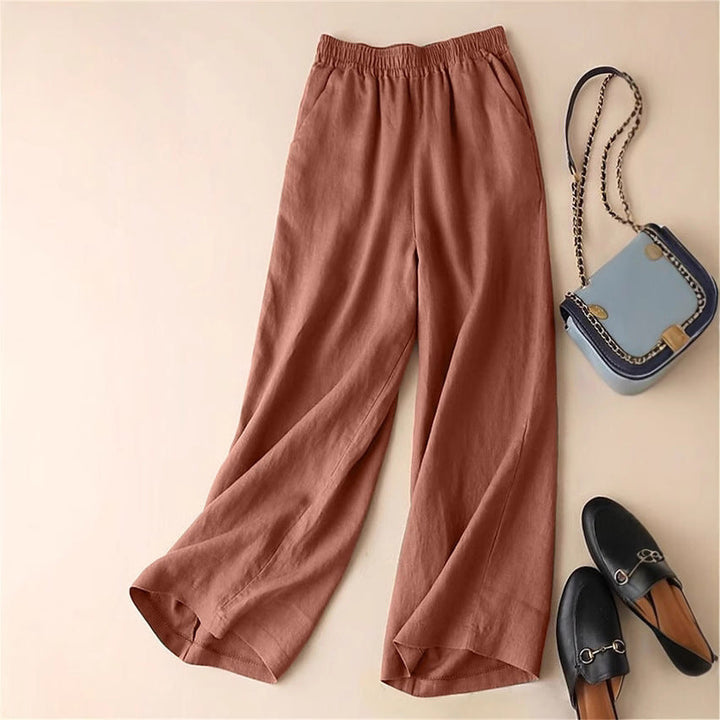 Damen Elegante Freizeithose mit elastischem Bund und seitlichen Taschen Drune