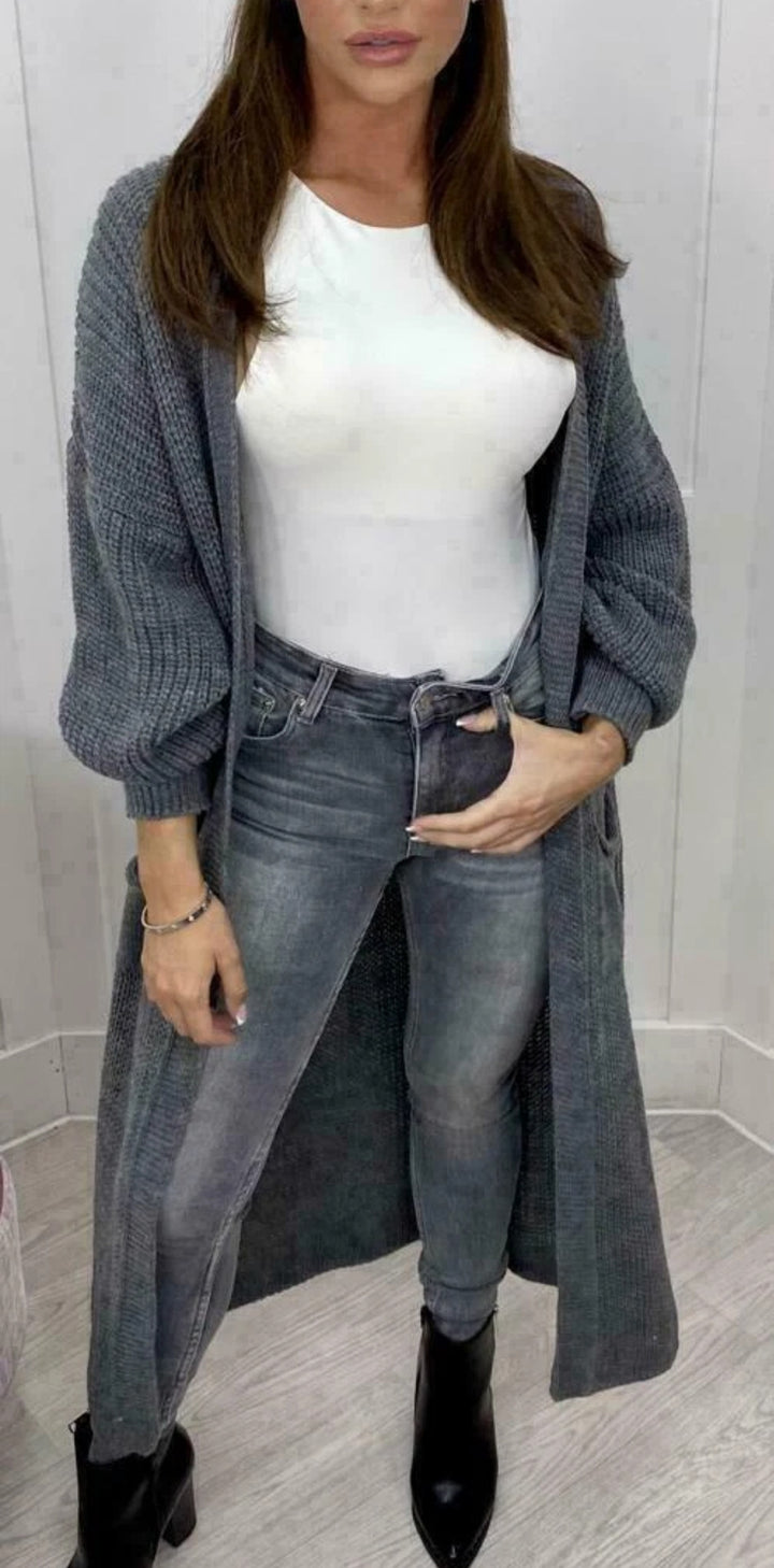 Damen Strickmantel mit voluminösen Ärmeln Drune