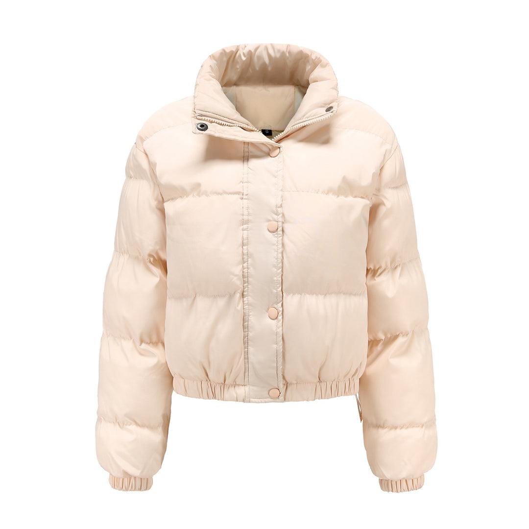 Damen nan kurze gesteppte Winterjacke mit Stehkragen und Kordelzug Drune