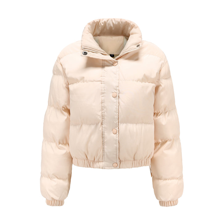 Damen nan kurze gesteppte Winterjacke mit Stehkragen und Kordelzug Drune