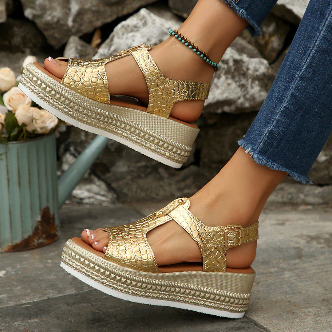 Damen Wedge-Sandalen mit strukturiertem Obermaterial und komfortablem Fußbett Drune