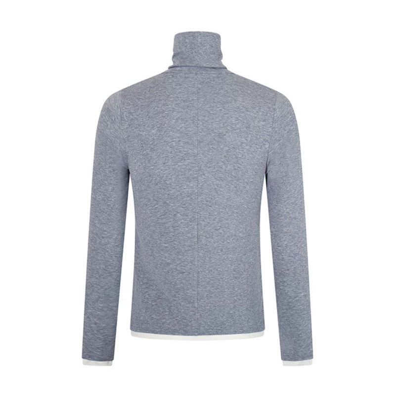 Herren Slim-Fit Rollkragen-Feinstrickshirt mit Melange-Jersey und Stretch Drune