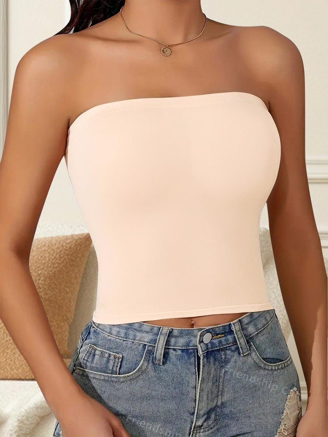 Damen Bandeau-Oberteil mit dekorativem Ketten-Design und elastischer Passform Drune