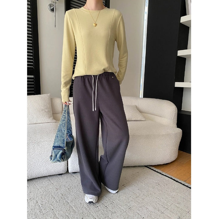 Damen lässige Freizeithose mit elastischem Bund und weiter Passform Drune