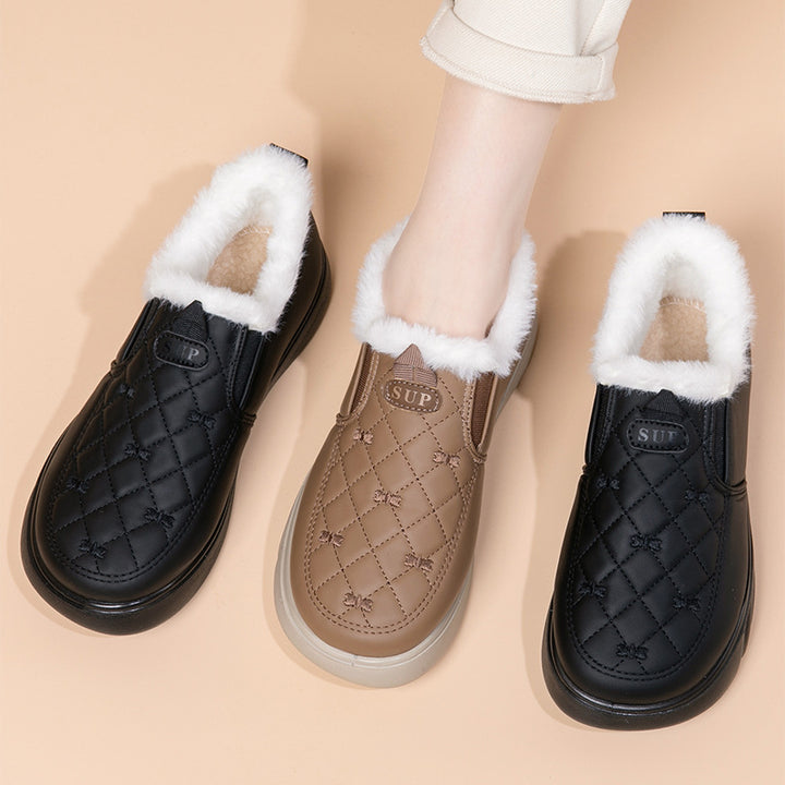 Damen Bequeme und warmgefütterte Slip-On Freizeitschuhe Drune
