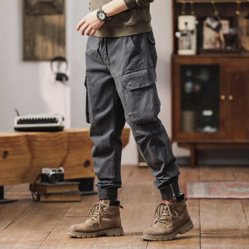 Herren Cargo-Jogginghose mit Kneebel-Taschen, Tunnelzugbund und gerafften Bündchen Drune
