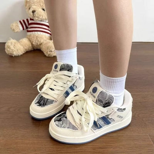 Damen Vintage Sport Sneakers mit modischem Denim-Design Drune