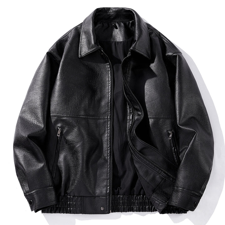 Herren Kunstlederjacke mit elastischem Bund Drune
