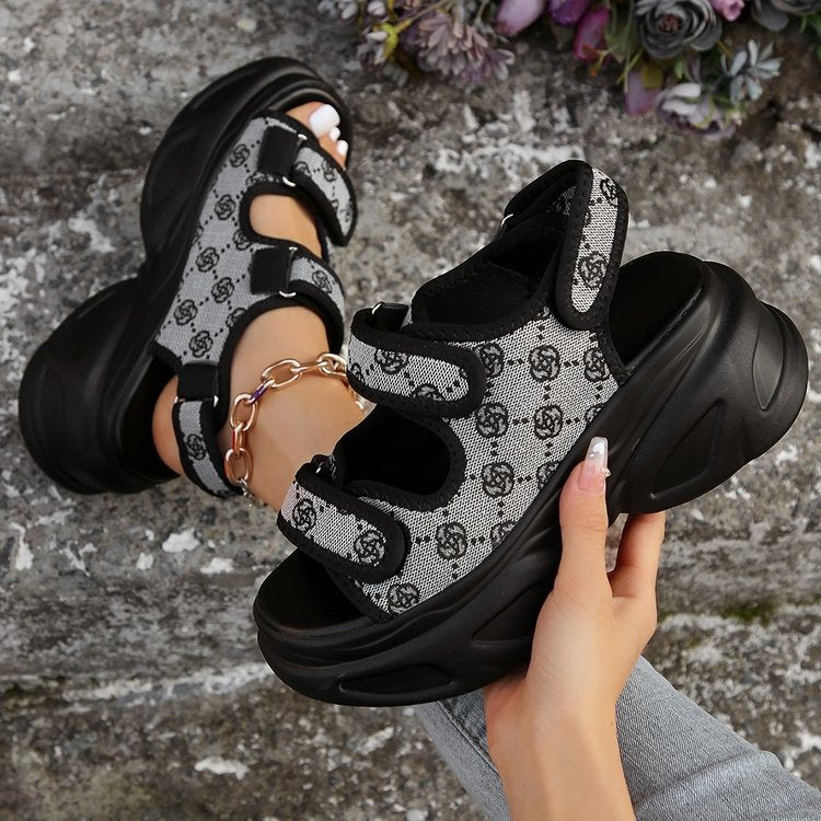 Damen Plateau-Sandalen mit verziertem Riemen und komfortabler Sohle Drune
