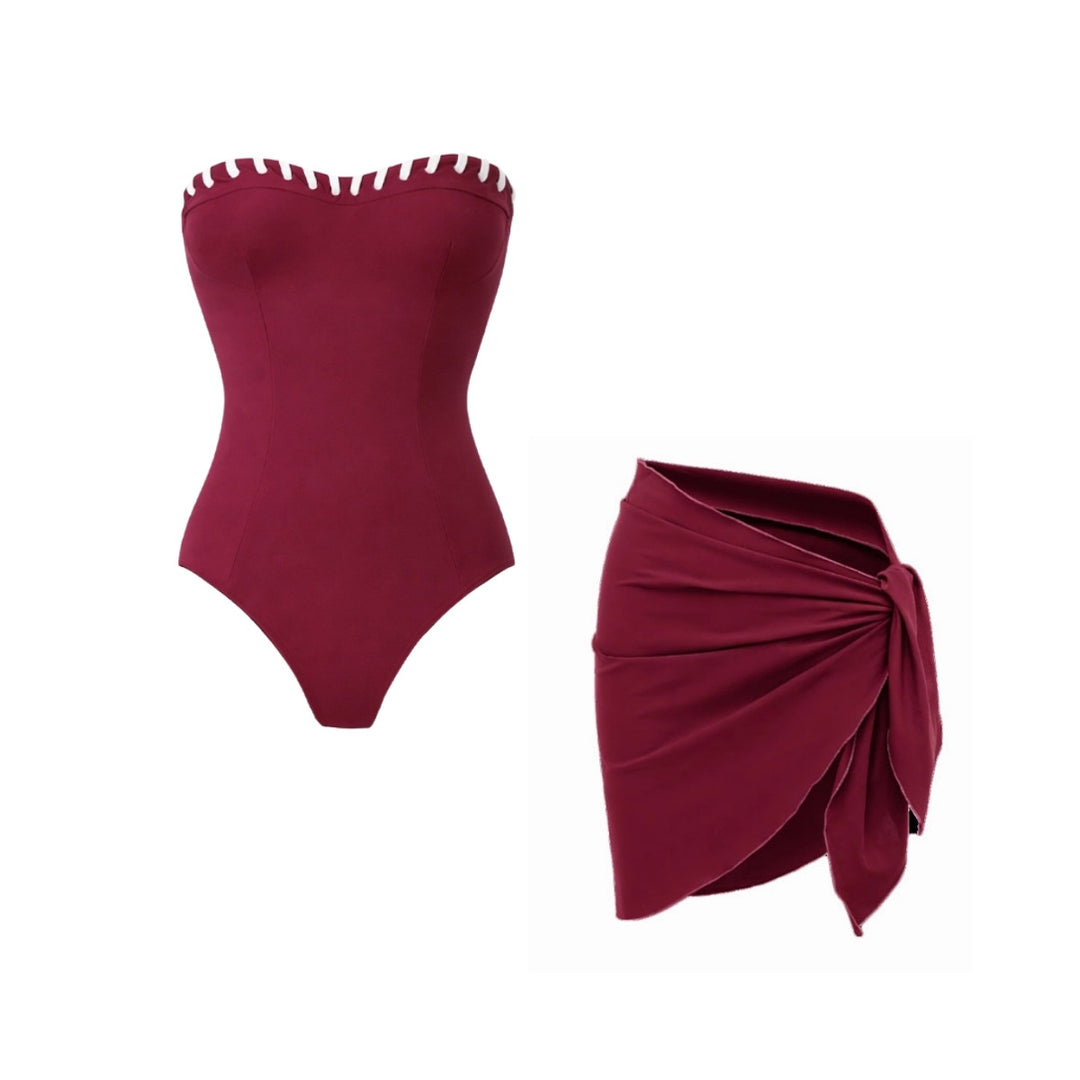 Damen Bikini-Set mit modischem High-Waist-Höschen und Latzhosen von Drune