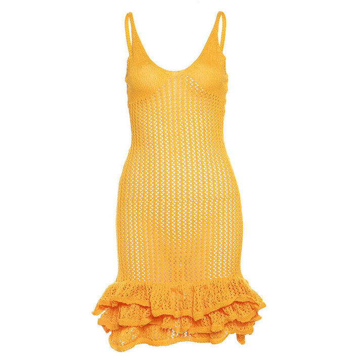 Damen Strickkleid mit Rüschendetails Drune