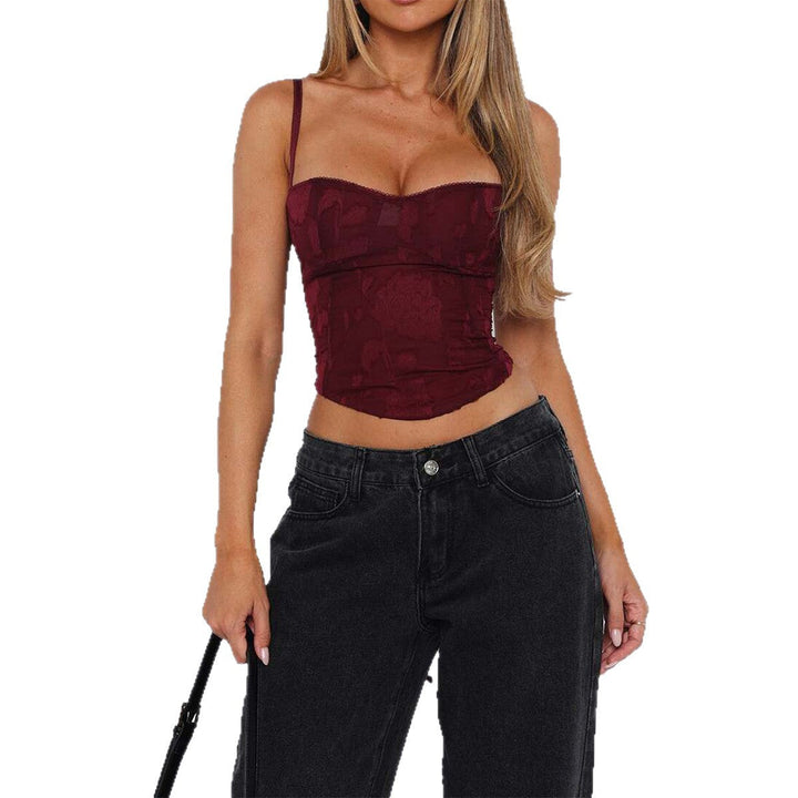 Damen Korsett-Top mit floralem Muster und figurbetontem Schnitt Drune