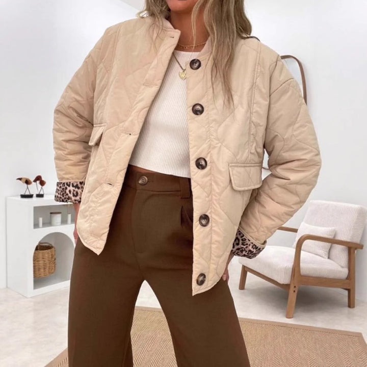 Damen gesteppte Übergangsjacke im modernen Design mit animalischem Innenfutter Drune