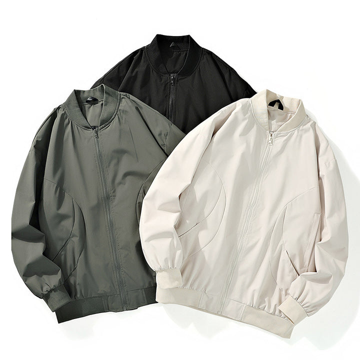 Herren leichter Oversize-Bomber mit elastischen Rippbündchen und verdeckter Reißverschlussblende Drune
