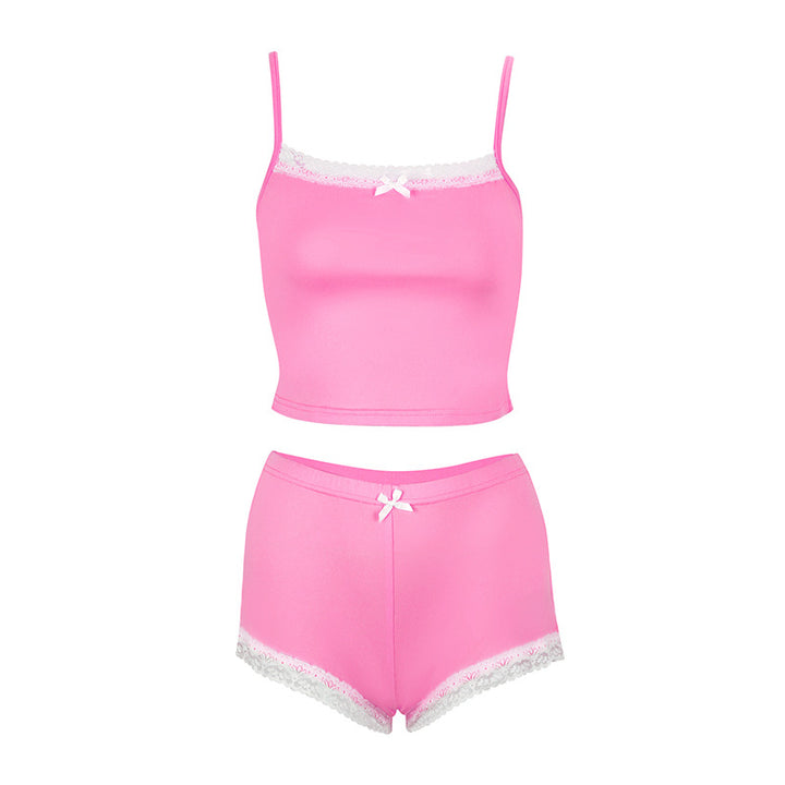 Damen Schlafanzug-Set aus zarter Mikrofaser mit Spitze Drune