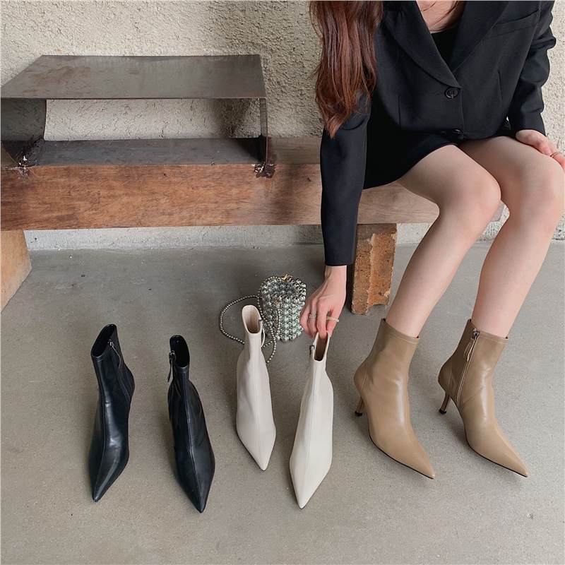 Damen knöchelhohe Stretch-Stiefelette mit spitzer Zehenpartie und schlankem Sculpted-Absatz Drune