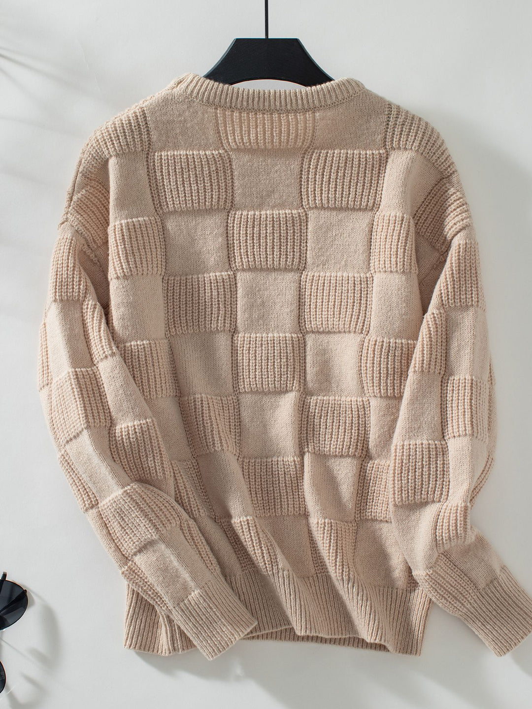 Damen Strickpullover mit modischem Karomuster und lässigem Schnitt Drune