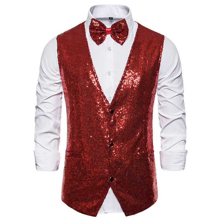 Herren Pailletten Kleid Weste Set Drune