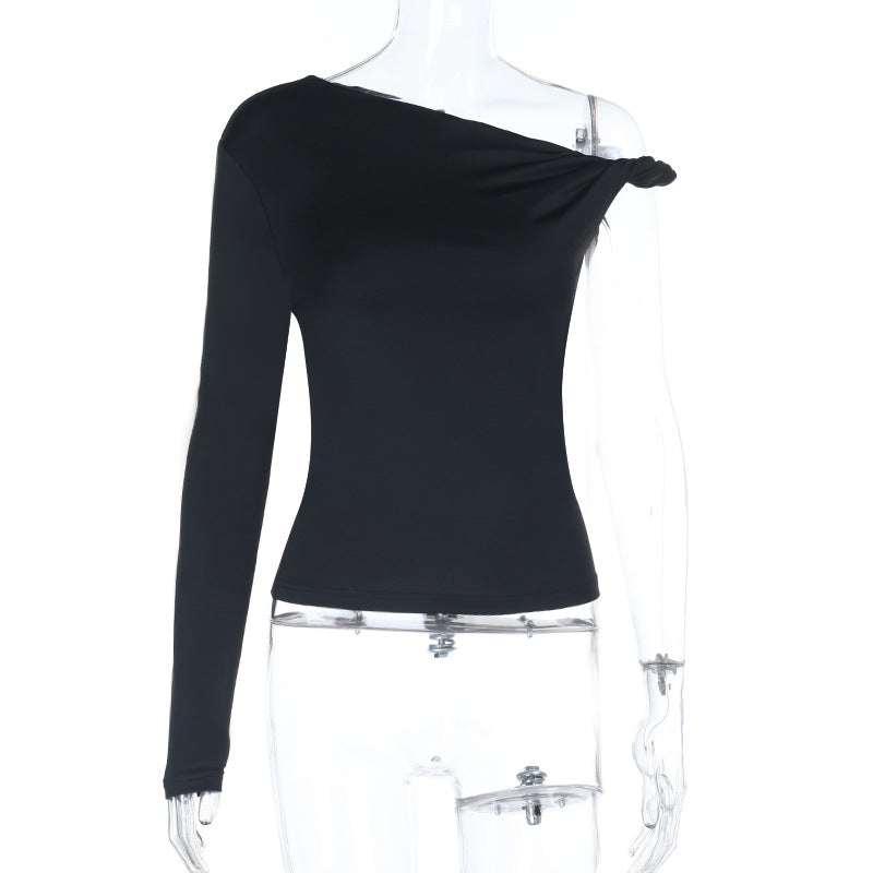 Damen asymmetrisches Langarmoberteil mit schulterfreiem Design Drune