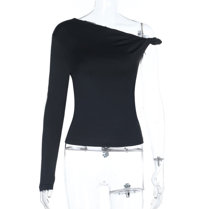 Damen asymmetrisches Langarmoberteil mit schulterfreiem Design Drune