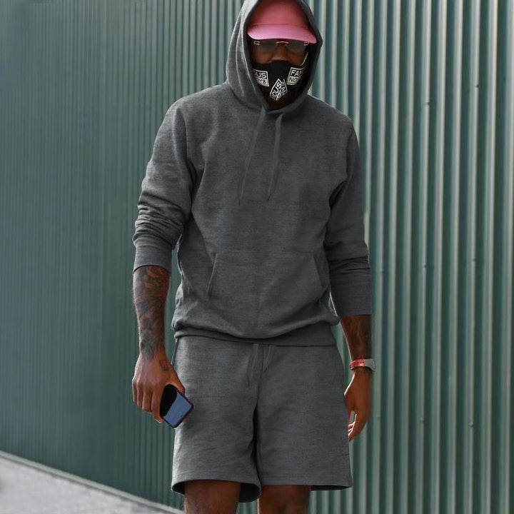 Drune Herren Hoodie-Shorts-Set mit Kängurutasche
