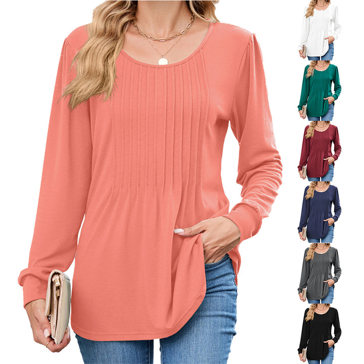 Damen Langarmshirt mit dekorativen Falten Drune