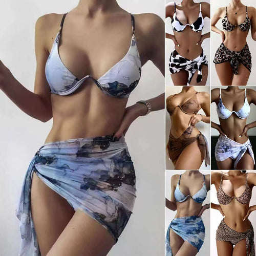 Damen Triangel-Bikini-Set mit asymmetrischem Wickelrock Drune