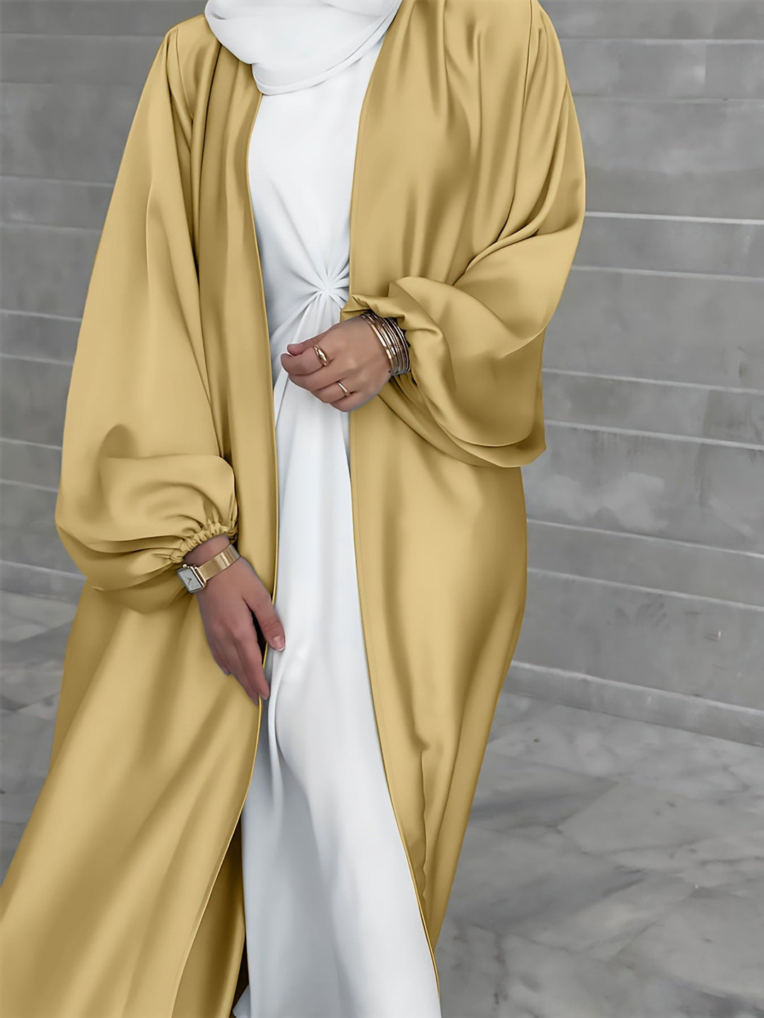 Drune | Kimono Jacke Seidiges Gefühl Übergröße Passform Offene Vorderseite Lange Ärmel