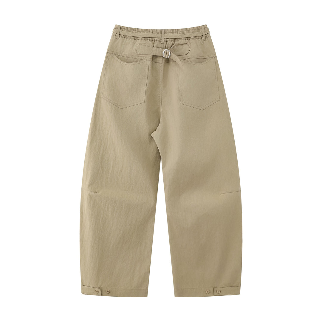 Damen Weite Culotte-Hose mit hohem Bund, Kellerfalten und Kordelzug Drune