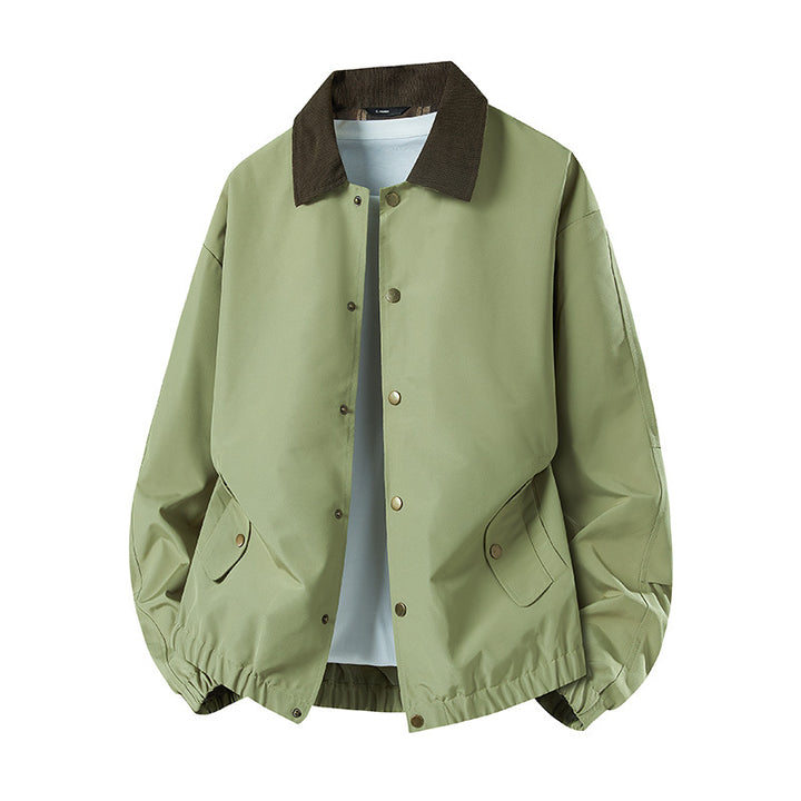 Herren Kurz geschnittene Coachjacke mit Cordkragen, verdeckter Druckknopfleiste & elastischem Saum Drune