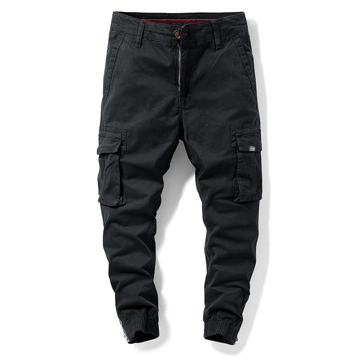 Herren Cargo-Jogginghose mit elastischem Saum, verstärkten Klappentaschen und Canvas‑Optik Drune