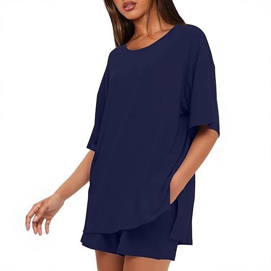 Damen Oversize T-Shirt mit lässigem Schnitt und seitlichen Schlitzen Drune