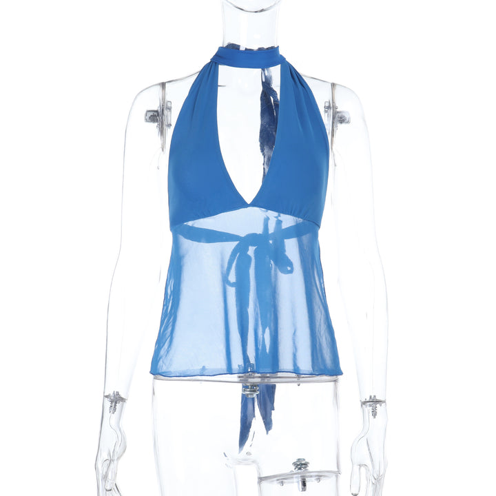 Damen Halterneck-Oberteil mit transparentem Design Drune